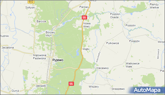 mapa Mątki gmina Ryjewo, Mątki gmina Ryjewo na mapie Targeo