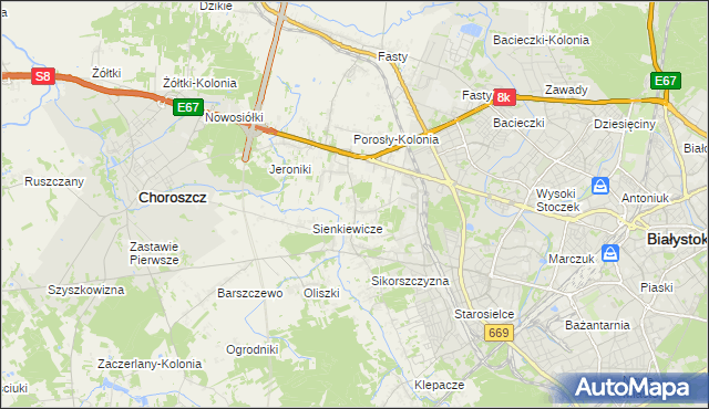 mapa Porosły, Porosły na mapie Targeo