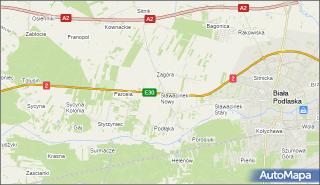 mapa Sławacinek Nowy, Sławacinek Nowy na mapie Targeo