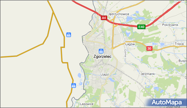 mapa Zgorzelec, Zgorzelec na mapie Targeo