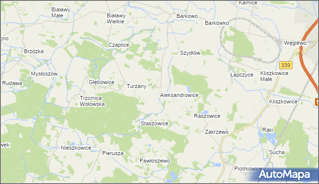 mapa Aleksandrowice gmina Wińsko, Aleksandrowice gmina Wińsko na mapie Targeo