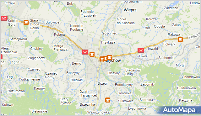 mapa Andrychów, Andrychów na mapie Targeo