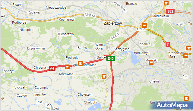 mapa Balice gmina Zabierzów, Balice gmina Zabierzów na mapie Targeo