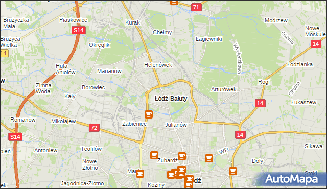 mapa Bałuty gmina Łódź, Bałuty gmina Łódź na mapie Targeo