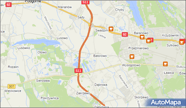 mapa Batorowo gmina Tarnowo Podgórne, Batorowo gmina Tarnowo Podgórne na mapie Targeo
