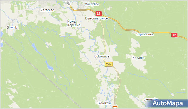 mapa Bobrowice gmina Szprotawa, Bobrowice gmina Szprotawa na mapie Targeo