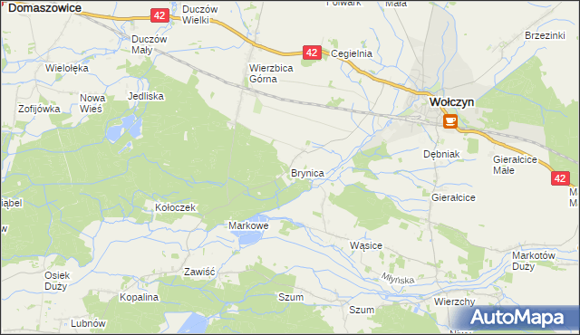 mapa Brynica gmina Wołczyn, Brynica gmina Wołczyn na mapie Targeo