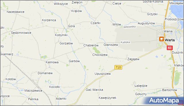 mapa Chociszew gmina Błaszki, Chociszew gmina Błaszki na mapie Targeo
