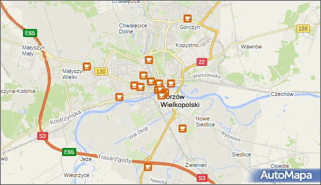 mapa Gorzów Wielkopolski, Gorzów Wielkopolski na mapie Targeo