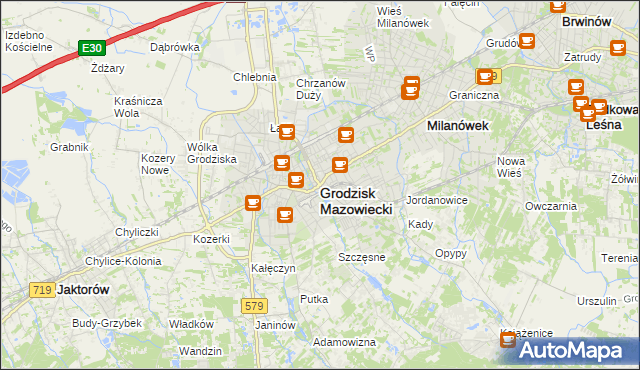 mapa Grodzisk Mazowiecki, Grodzisk Mazowiecki na mapie Targeo