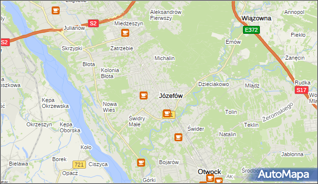 mapa Józefów powiat otwocki, Józefów powiat otwocki na mapie Targeo