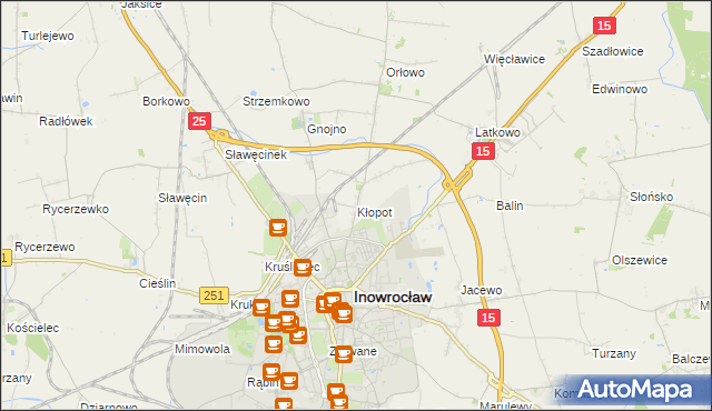 mapa Kłopot gmina Inowrocław, Kłopot gmina Inowrocław na mapie Targeo