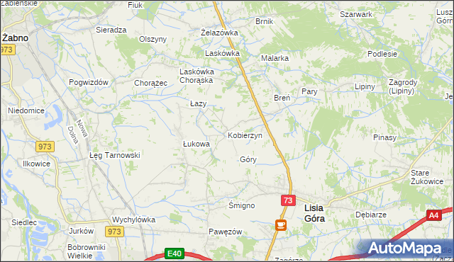 mapa Kobierzyn gmina Lisia Góra, Kobierzyn gmina Lisia Góra na mapie Targeo