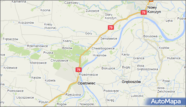 mapa Kraśniów, Kraśniów na mapie Targeo