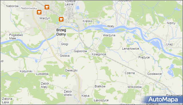 mapa Księginice gmina Miękinia, Księginice gmina Miękinia na mapie Targeo