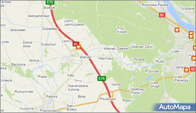 mapa Machnacz gmina Brześć Kujawski, Machnacz gmina Brześć Kujawski na mapie Targeo