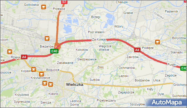 mapa Mała Wieś gmina Wieliczka, Mała Wieś gmina Wieliczka na mapie Targeo