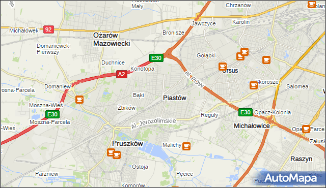 mapa Piastów powiat pruszkowski, Piastów powiat pruszkowski na mapie Targeo