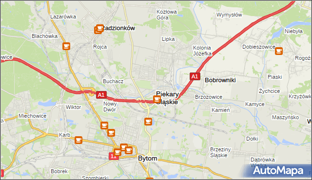 mapa Piekary Śląskie, Piekary Śląskie na mapie Targeo