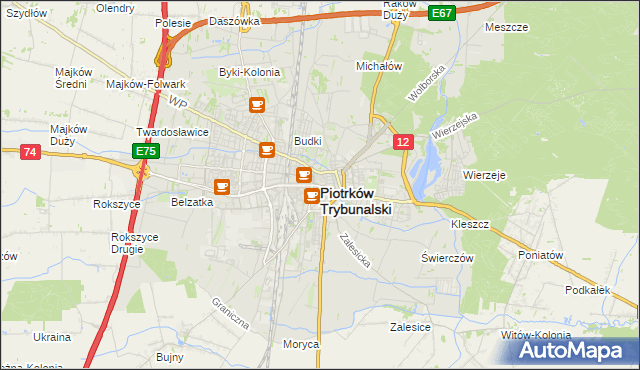 mapa Piotrków Trybunalski, Piotrków Trybunalski na mapie Targeo