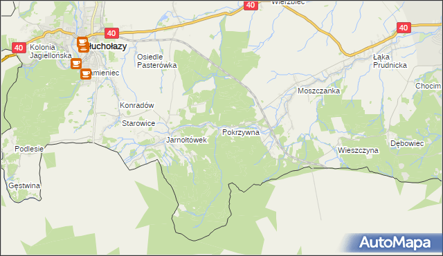 mapa Pokrzywna gmina Głuchołazy, Pokrzywna gmina Głuchołazy na mapie Targeo