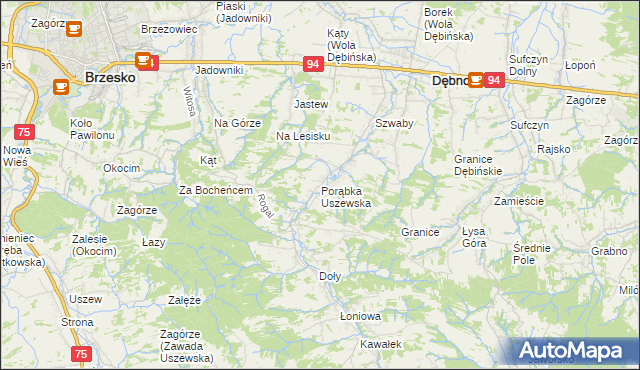 mapa Porąbka Uszewska, Porąbka Uszewska na mapie Targeo