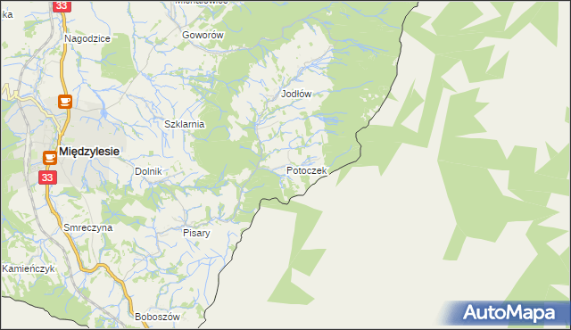 mapa Potoczek gmina Międzylesie, Potoczek gmina Międzylesie na mapie Targeo