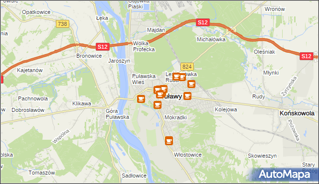 mapa Puław, Puławy na mapie Targeo