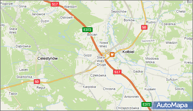 mapa Stara Wieś Druga gmina Kołbiel, Stara Wieś Druga gmina Kołbiel na mapie Targeo