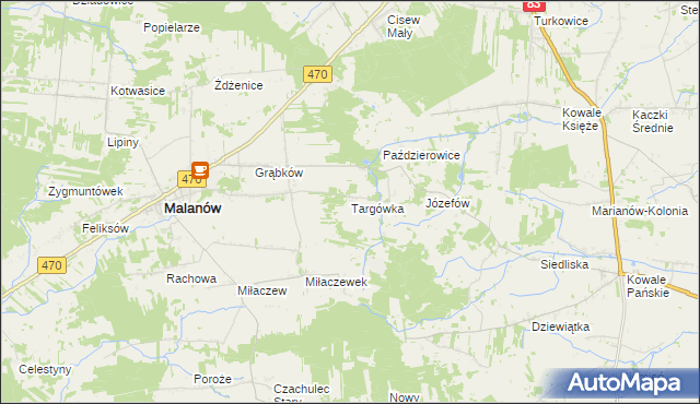 mapa Targówka gmina Malanów, Targówka gmina Malanów na mapie Targeo