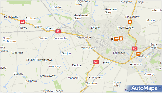mapa Woźniaków, Woźniaków na mapie Targeo