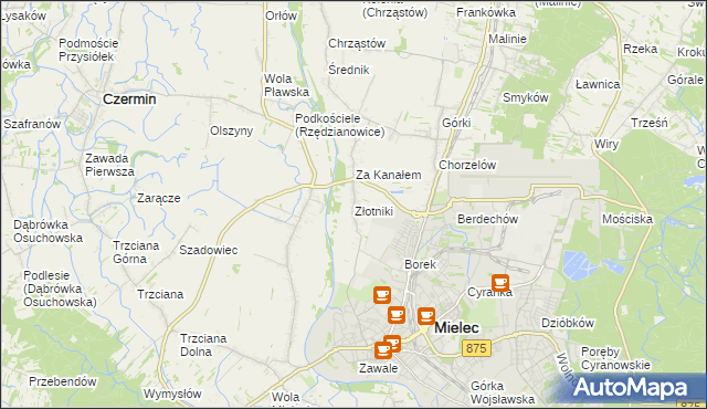 mapa Złotniki gmina Mielec, Złotniki gmina Mielec na mapie Targeo