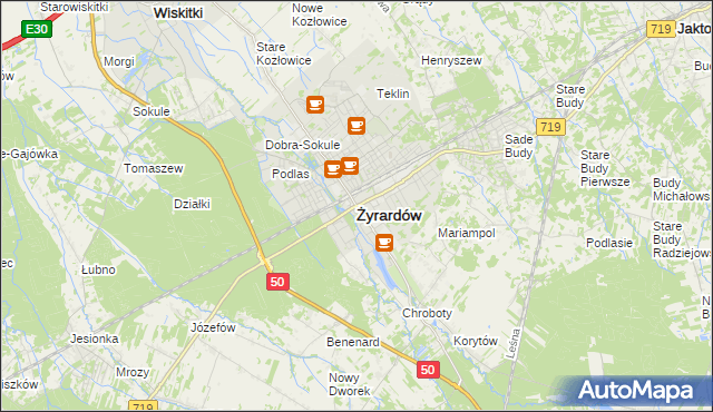 mapa Żyrardów, Żyrardów na mapie Targeo