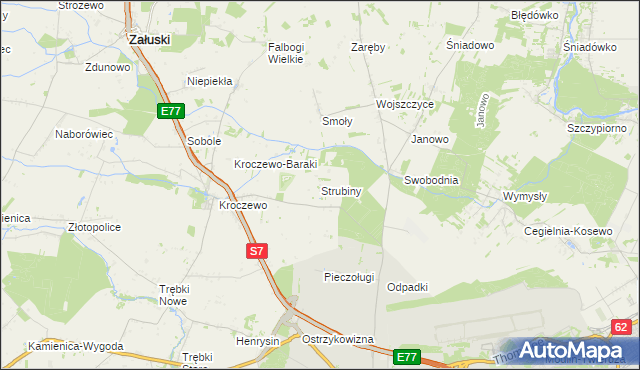 mapa Strubiny gmina Zakroczym, Strubiny gmina Zakroczym na mapie Targeo