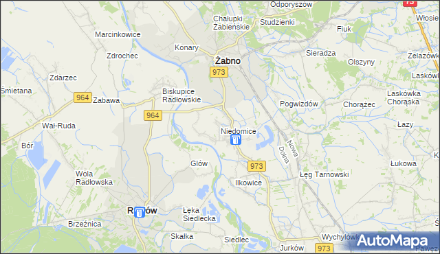 mapa Niedomice, Niedomice na mapie Targeo