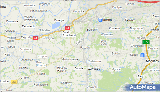 mapa Rzozów, Rzozów na mapie Targeo