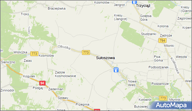 mapa Sułoszowa, Sułoszowa na mapie Targeo