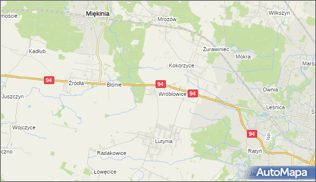 mapa Wróblowice gmina Miękinia, Wróblowice gmina Miękinia na mapie Targeo