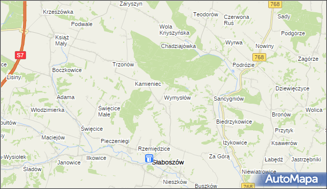 mapa Wymysłów gmina Słaboszów, Wymysłów gmina Słaboszów na mapie Targeo