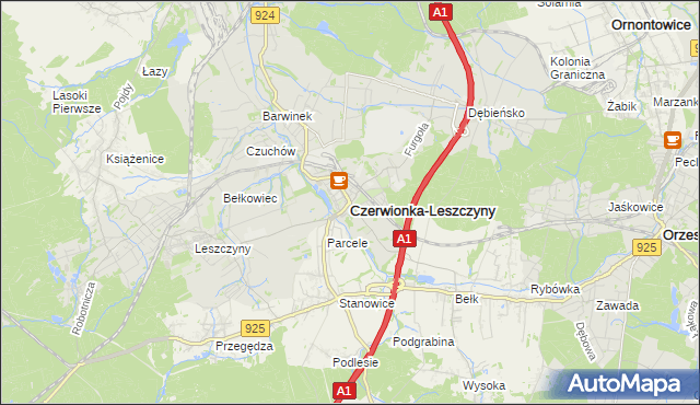 mapa Czerwionka-Leszczyny, Czerwionka-Leszczyny na mapie Targeo