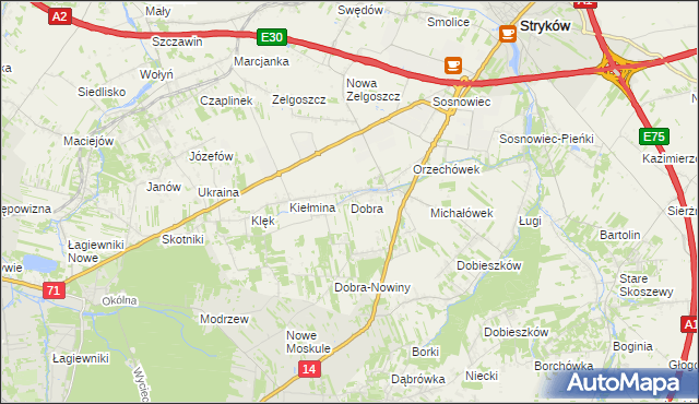 mapa Dobra gmina Stryków, Dobra gmina Stryków na mapie Targeo