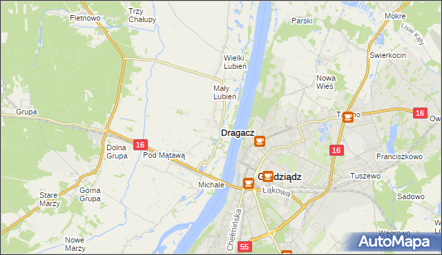 mapa Dragacz, Dragacz na mapie Targeo