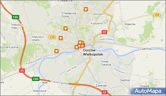 mapa Gorzów Wielkopolski, Gorzów Wielkopolski na mapie Targeo