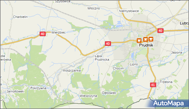 mapa Łąka Prudnicka, Łąka Prudnicka na mapie Targeo