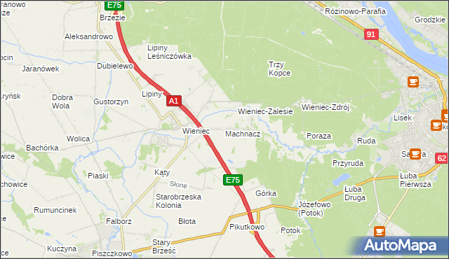 mapa Machnacz gmina Brześć Kujawski, Machnacz gmina Brześć Kujawski na mapie Targeo