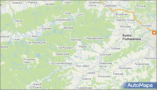 mapa Migasy, Migasy na mapie Targeo