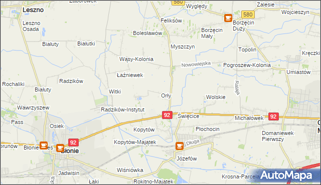 mapa Orły gmina Ożarów Mazowiecki, Orły gmina Ożarów Mazowiecki na mapie Targeo