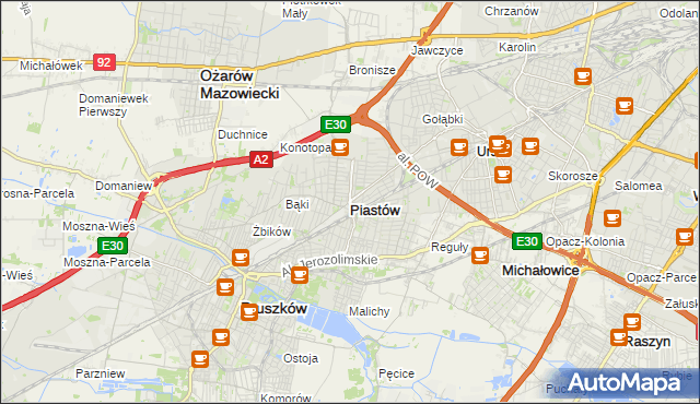 mapa Piastów powiat pruszkowski, Piastów powiat pruszkowski na mapie Targeo