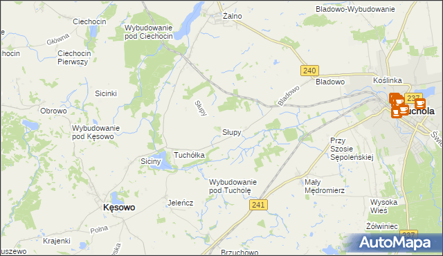 mapa Słupy gmina Tuchola, Słupy gmina Tuchola na mapie Targeo