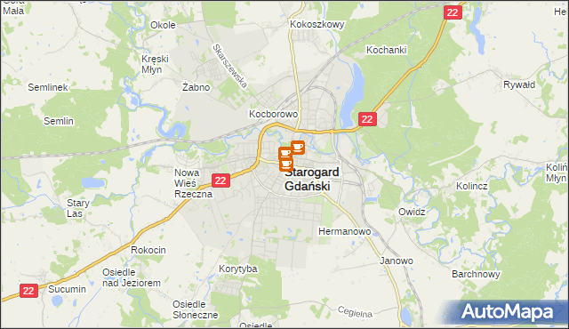 mapa Starogard Gdański, Starogard Gdański na mapie Targeo